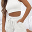 Round Neck Top and Drawstring Shorts Set - Korvel
