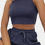 Round Neck Top and Drawstring Shorts Set - Korvel