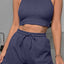 Round Neck Top and Drawstring Shorts Set - Korvel