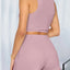 Round Neck Top and Drawstring Shorts Set - Korvel