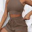 Round Neck Top and Drawstring Shorts Set - Korvel
