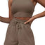 Round Neck Top and Drawstring Shorts Set - Korvel
