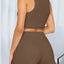 Round Neck Top and Drawstring Shorts Set - Korvel