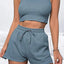 Round Neck Top and Drawstring Shorts Set - Korvel