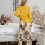 Round Neck Top and Printed Pants Lounge Set - Korvel