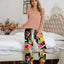 Round Neck Top and Printed Pants Lounge Set - Korvel