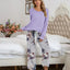 Round Neck Top and Printed Pants Lounge Set - Korvel