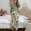 Round Neck Top and Printed Pants Lounge Set - Korvel