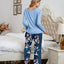 Round Neck Top and Printed Pants Lounge Set - Korvel