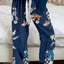 Round Neck Top and Printed Pants Lounge Set - Korvel