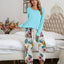 Round Neck Top and Printed Pants Lounge Set - Korvel
