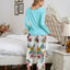 Round Neck Top and Printed Pants Lounge Set - Korvel