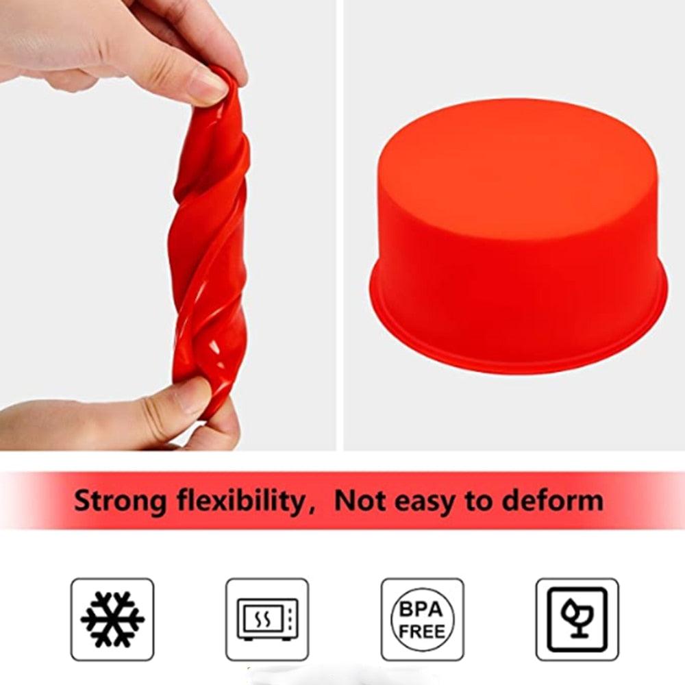 Moule à gâteau en silicone rond premium - Poêle à gâteau antiadhésive de 4 pouces