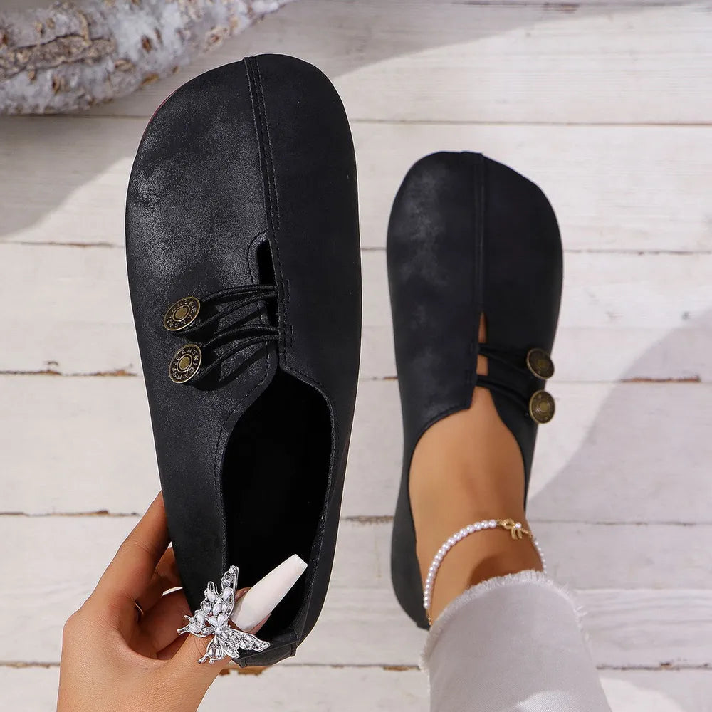 Round Toe Flat Slip-Ons - Korvel