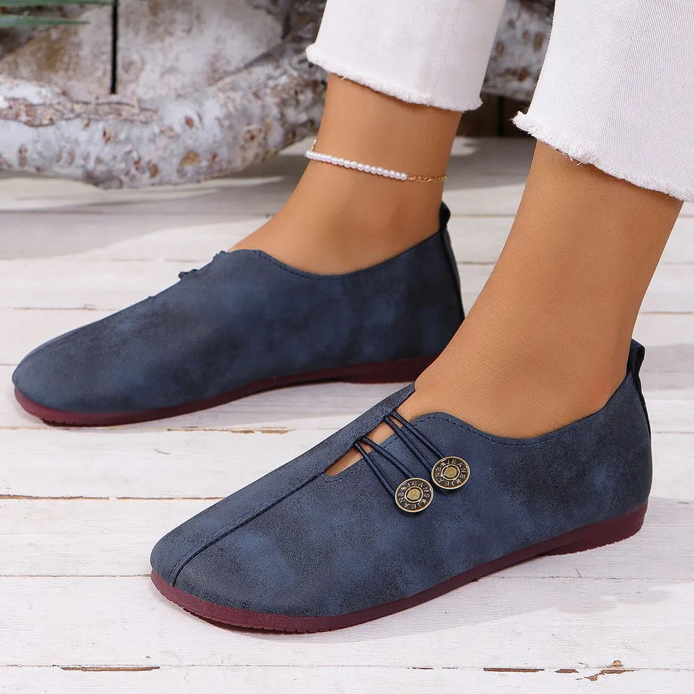Round Toe Flat Slip-Ons - Korvel