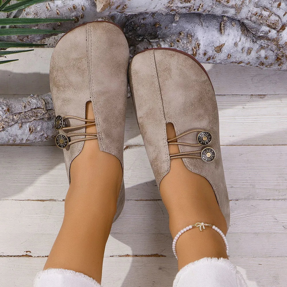 Round Toe Flat Slip-Ons - Korvel