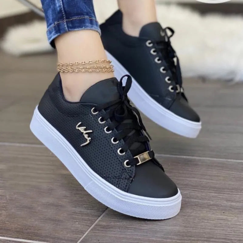 Round Toe Lace Up Sneakers - Korvel
