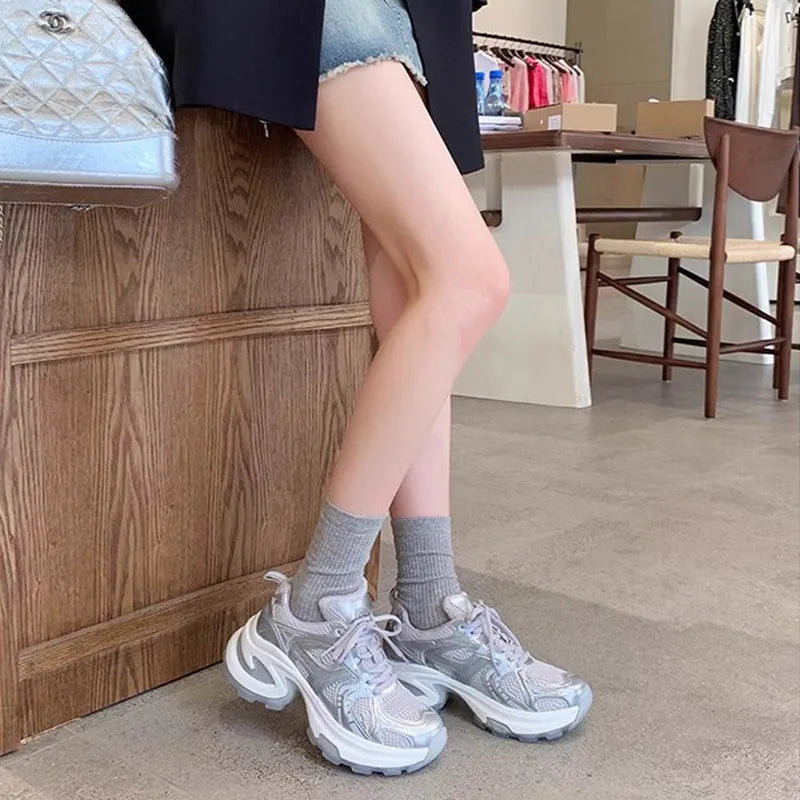 Round Toe Platform Athletic Shoes