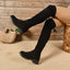 Round Toe Suede Low Heel Boots - Korvel