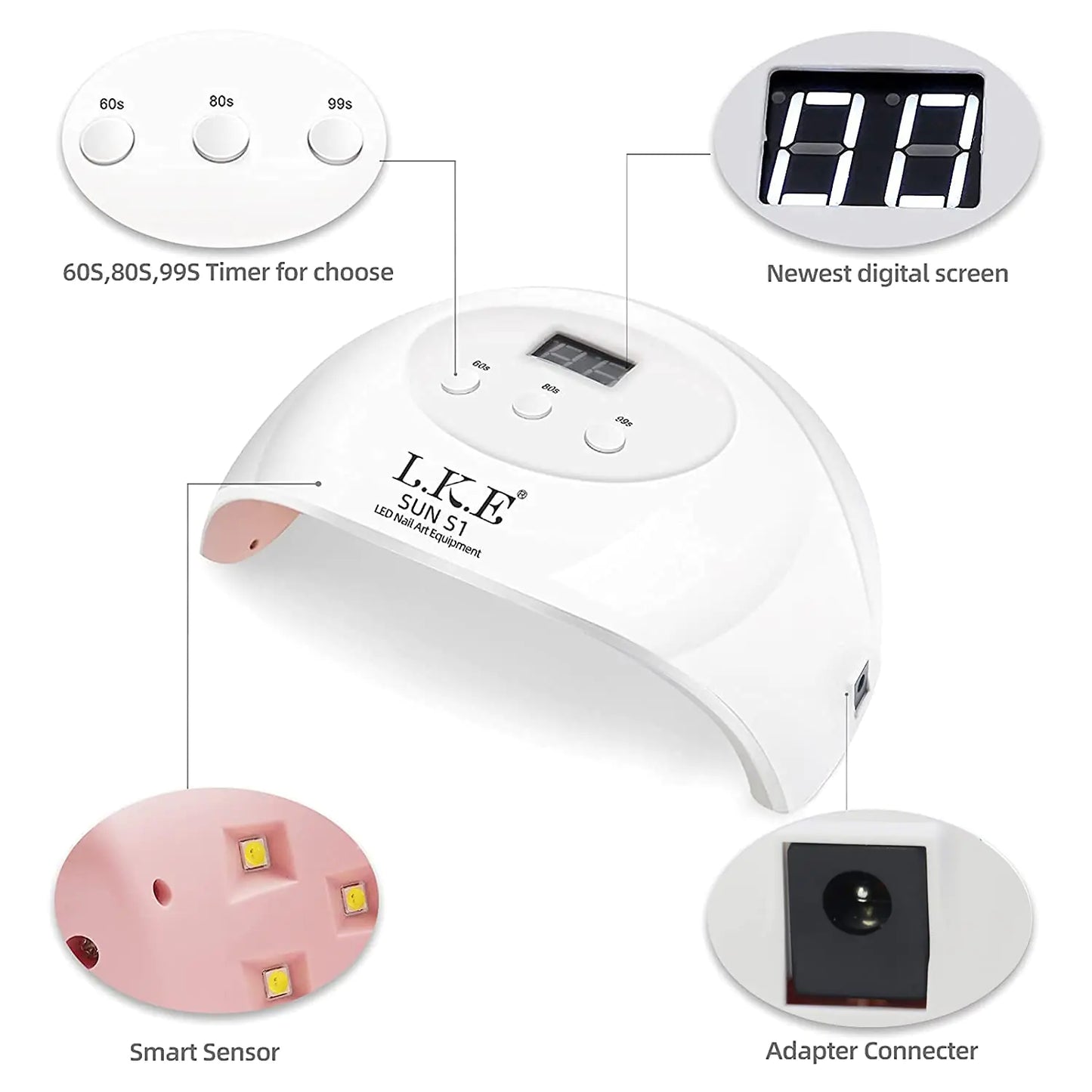 LKE 72W UV LED Nail Lamp for Gel Nail Polish