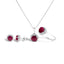 10K White Gold Purple Amethyst & Diamond Halo Jewelry Set