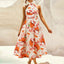 Ruched Printed Halter Neck Dress - Korvel
