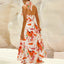 Ruched Printed Halter Neck Dress - Korvel