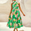 Ruched Printed Halter Neck Dress - Korvel