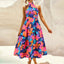 Ruched Printed Halter Neck Dress - Korvel