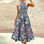 Ruched Printed Halter Neck Dress - Korvel