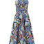 Ruched Printed Halter Neck Dress - Korvel