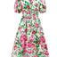 Ruched Printed Surplice Short Sleeve Dress - Korvel