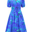 Ruched Printed Surplice Short Sleeve Dress - Korvel