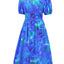 Ruched Printed Surplice Short Sleeve Dress - Korvel