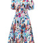 Ruched Printed Surplice Short Sleeve Dress - Korvel