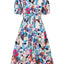 Ruched Printed Surplice Short Sleeve Dress - Korvel