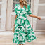 Ruched Printed Surplice Short Sleeve Dress - Korvel