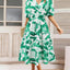 Ruched Printed Surplice Short Sleeve Dress - Korvel