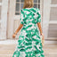 Ruched Printed Surplice Short Sleeve Dress - Korvel