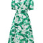 Ruched Printed Surplice Short Sleeve Dress - Korvel