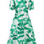 Ruched Printed Surplice Short Sleeve Dress - Korvel