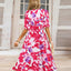 Ruched Printed Surplice Short Sleeve Dress - Korvel