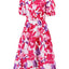 Ruched Printed Surplice Short Sleeve Dress - Korvel