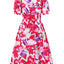 Ruched Printed Surplice Short Sleeve Dress - Korvel