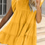 Ruched Round Neck Cap Sleeve Mini Dress