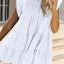 Ruched Round Neck Cap Sleeve Mini Dress