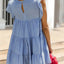 Ruched Round Neck Cap Sleeve Mini Dress