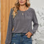Ruched Round Neck Flounce Sleeve T-Shirt - Korvel