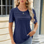 Camiseta de Manga Corta con Cuello Redondo Fruncido