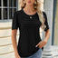Camiseta de Manga Corta con Cuello Redondo Fruncido